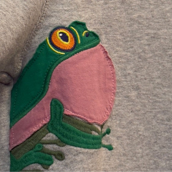 Mini Boden Kids Long Sleeve Frog Embroidered Colorful Gray Sweatshirt. 6-7. 6. 7 - Picture 5 of 8